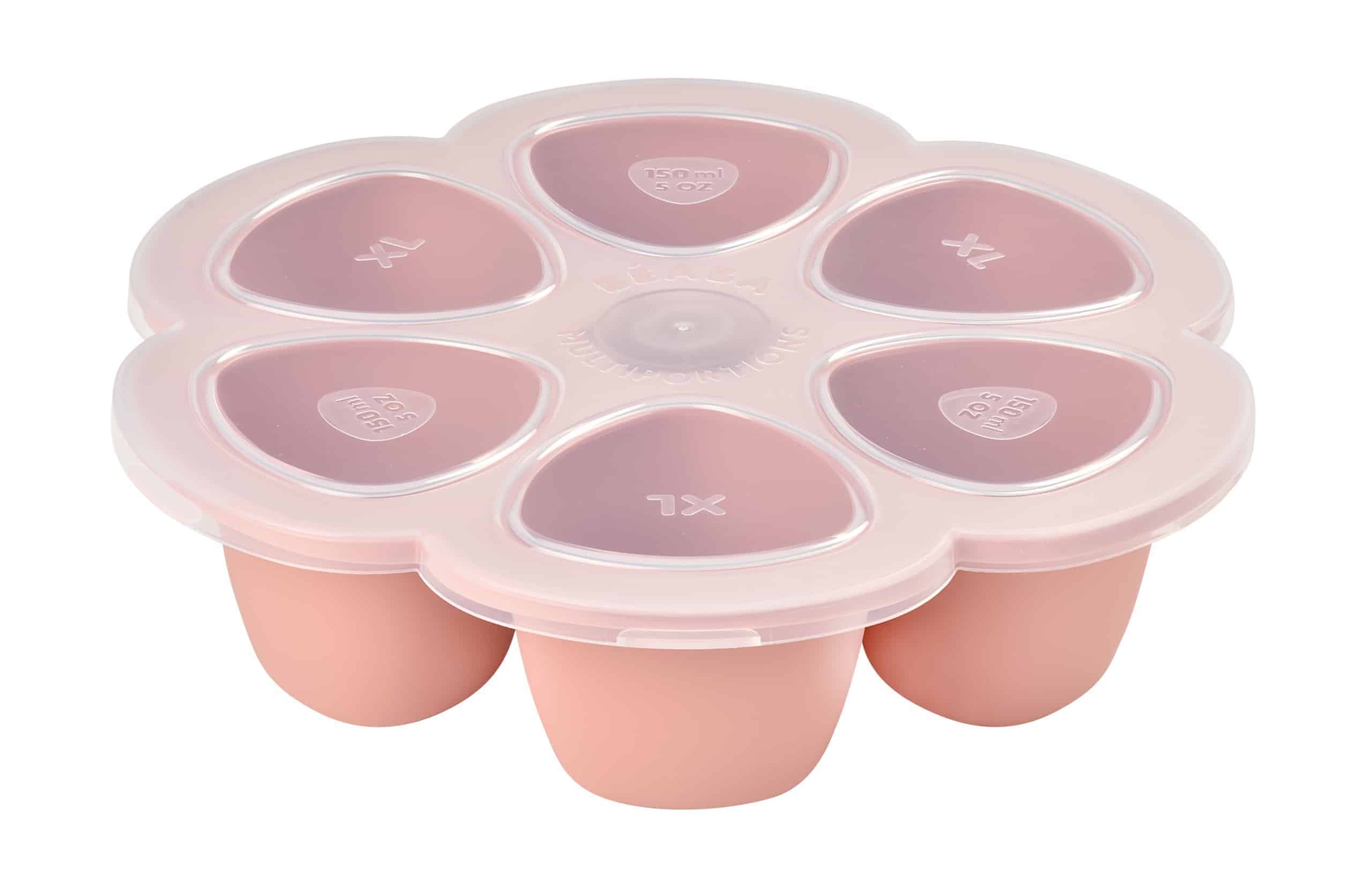Beaba multiportions in rose with lid on 5oz