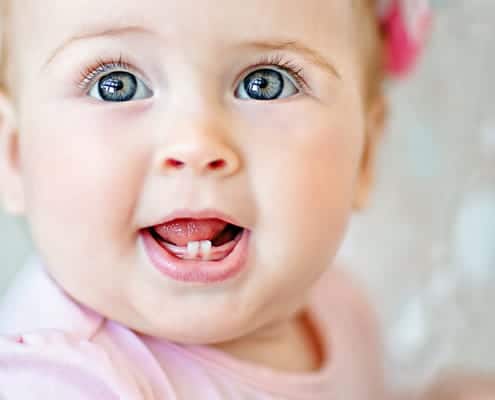 Baby with two teeth