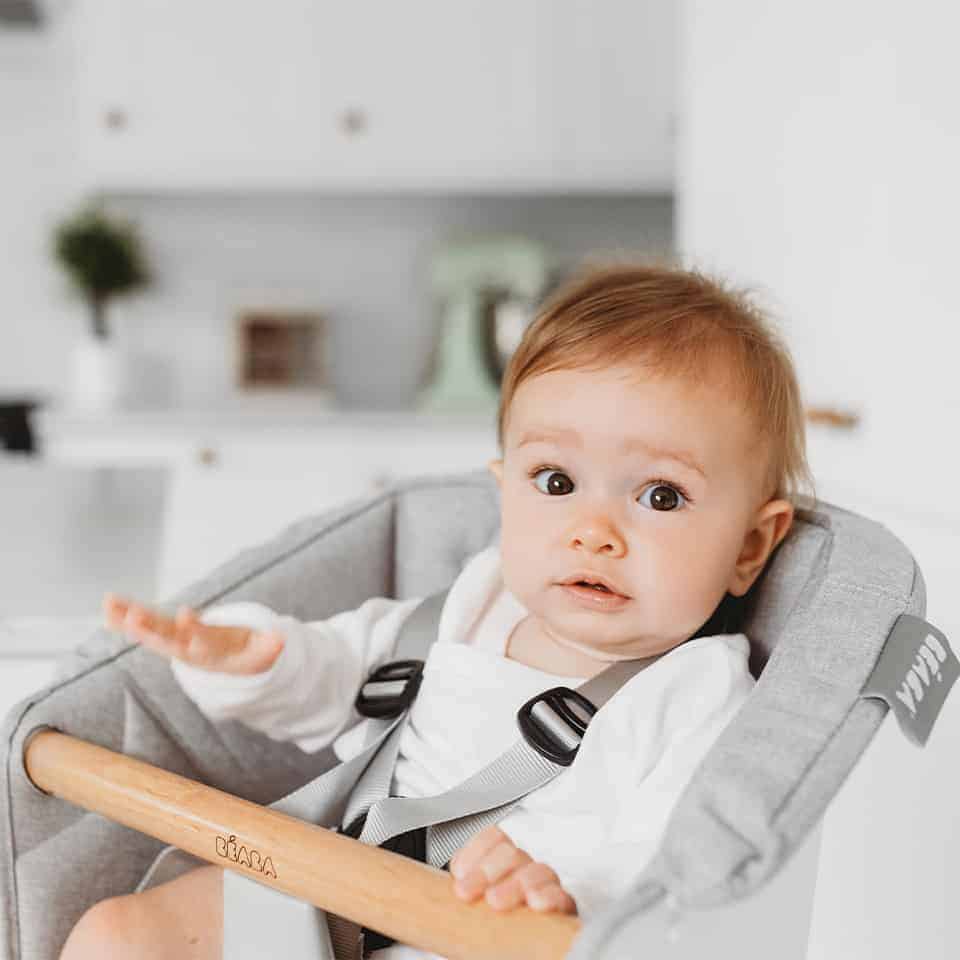 Baby in BEABA Up & Down High Chair
