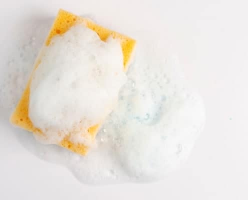 Kitchen sponge with bubbles