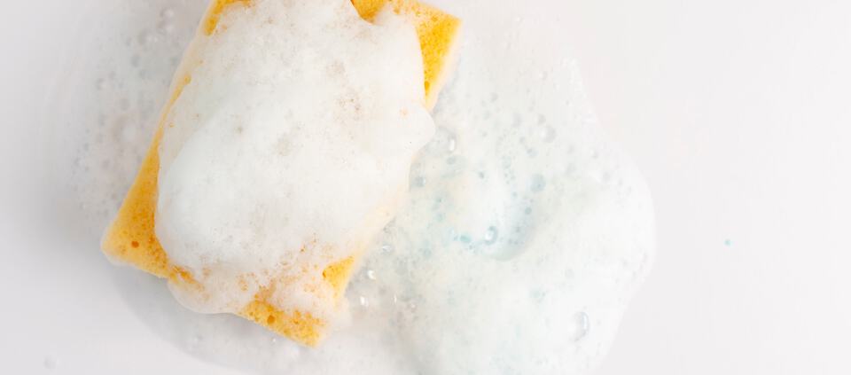 Kitchen sponge with bubbles