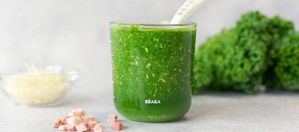 Kale Caesar Puree in Glass Container