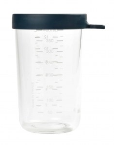 Beaba glass and Silicone Container in midnight 14 oz with measurements
