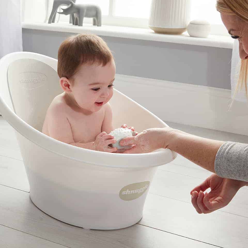 Shnuggle Baby Bath Tub Wash Foam Backrest Bum Bump Support Washing Bathing Grey