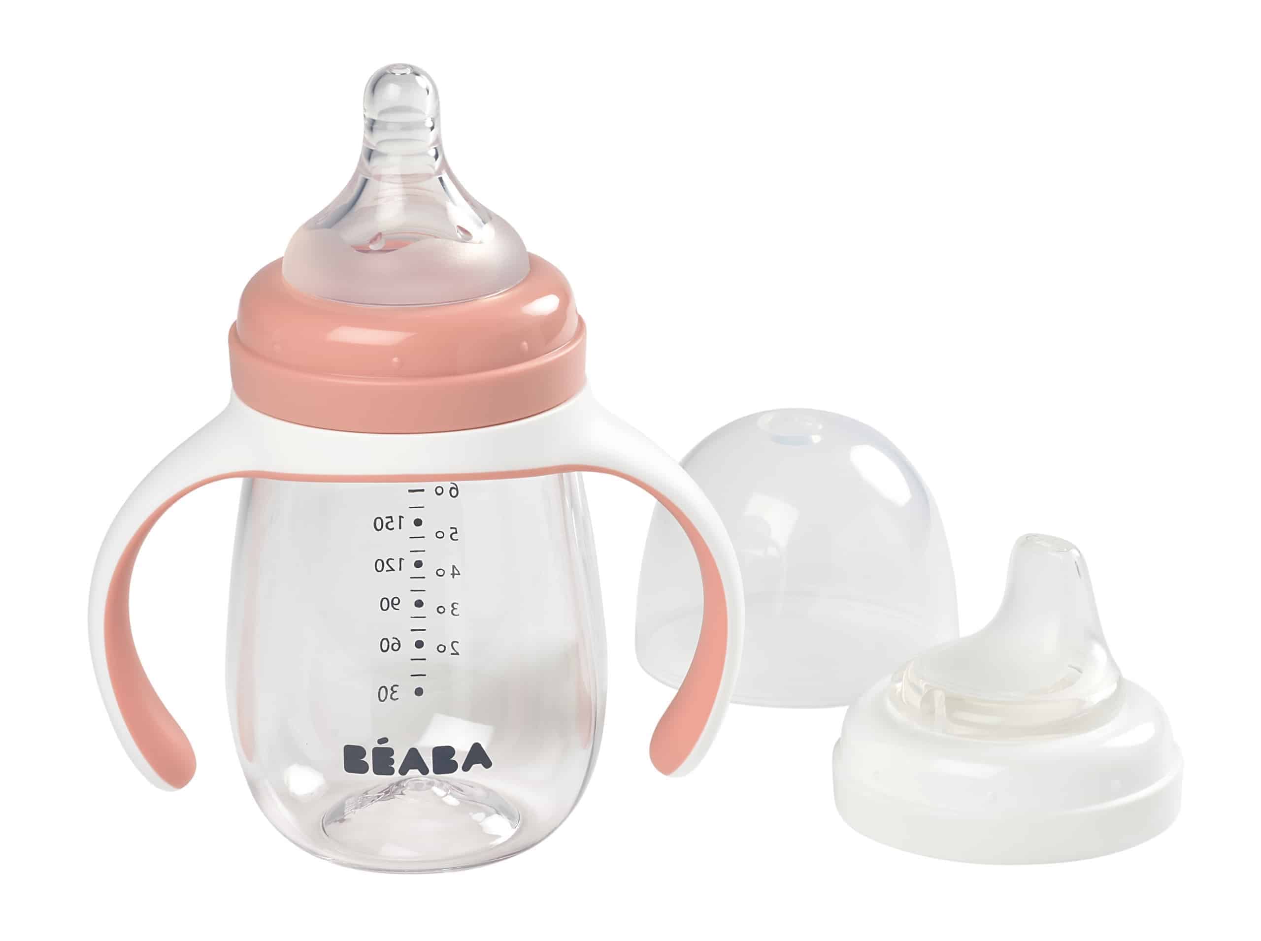 Beaba 2-in-1 Training Bottle Rose Drinkware for Babies