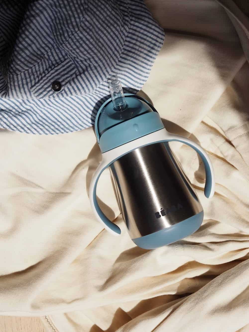 Stainless Steel Cup on bedding