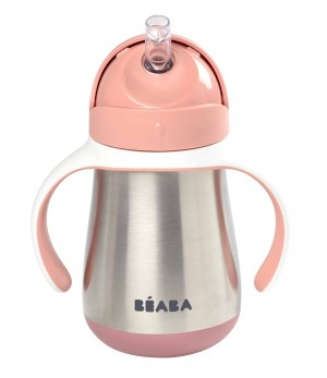 Beaba Stainless Steel Cup Rose Sippy Cup for Baby and Toddler