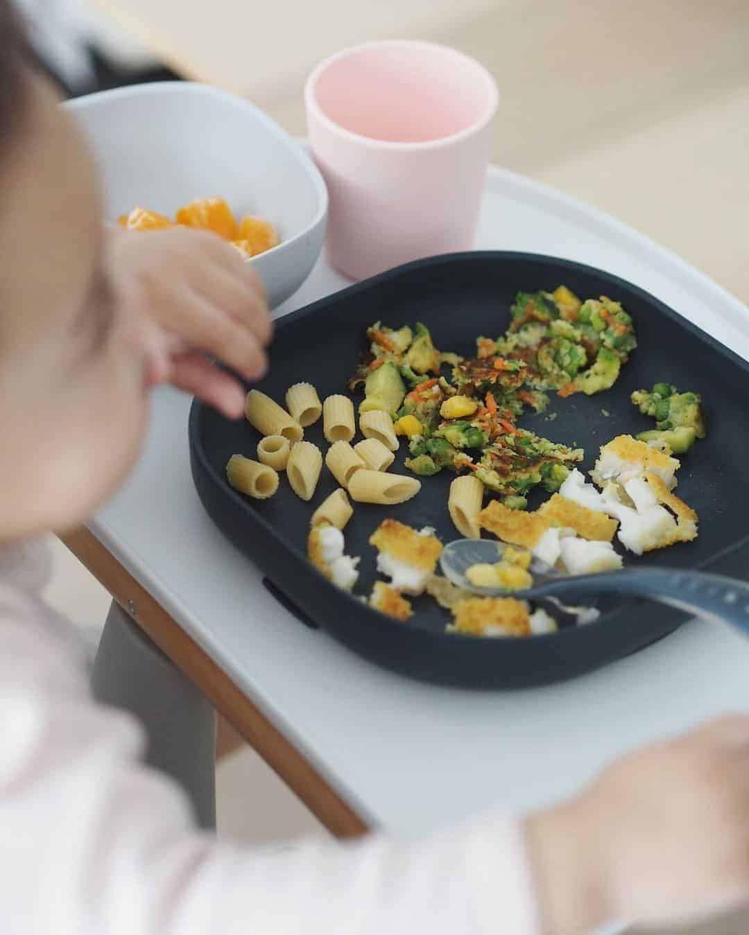 Silicone Suction Meal Set Midnight Toddler Eating From Plate