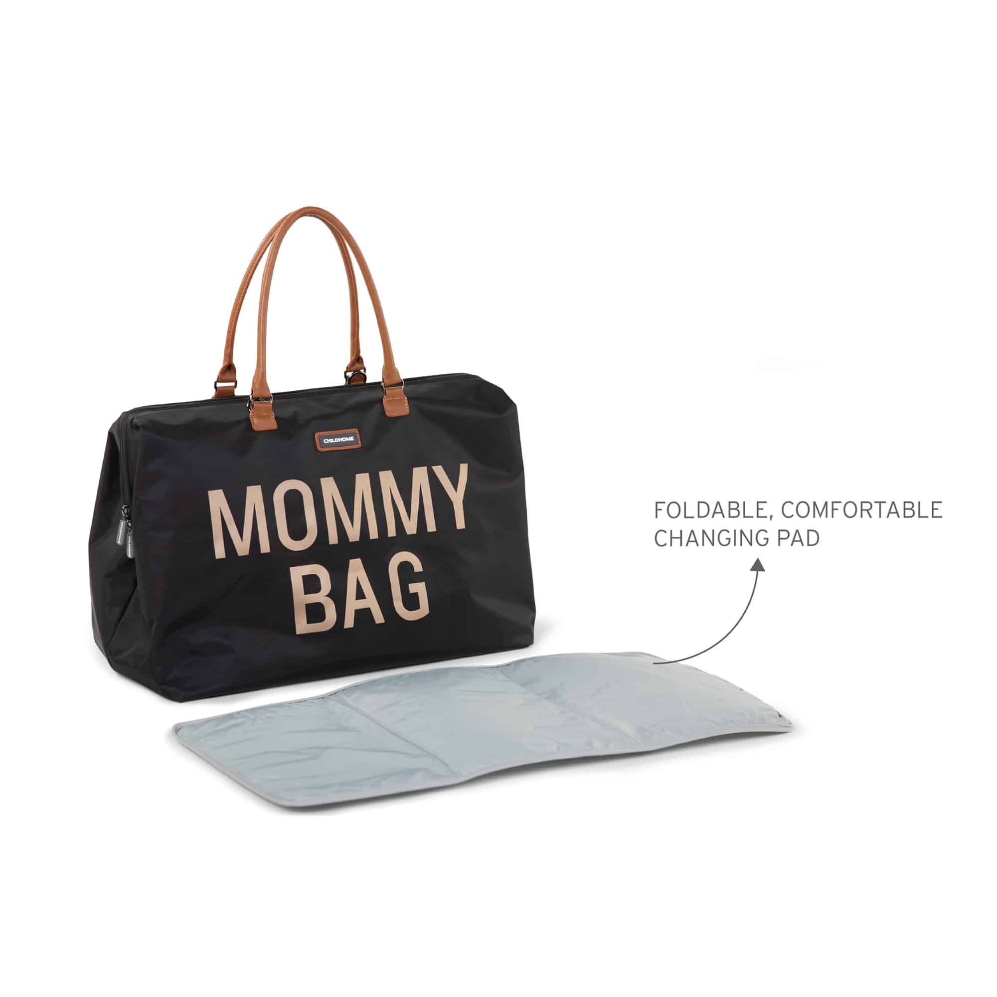 Childhome Mommy Bag Black/Gold with changing pad
