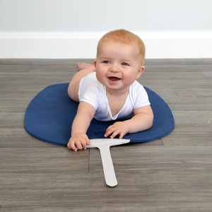 Little Boy on Baby Yoga Play Mat Blue