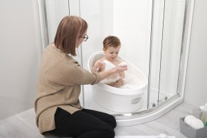 Shnuggle Toddler Bath in Shower with Toddler