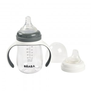 2-in-1 bottle to sippy training cup charcoal