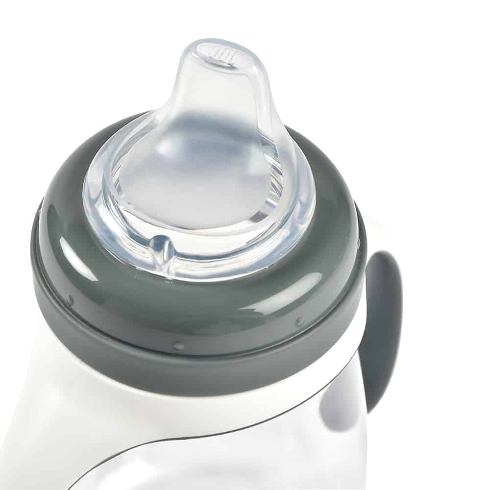 2-in-1 bottle to sippy training cup charcoal close up spout