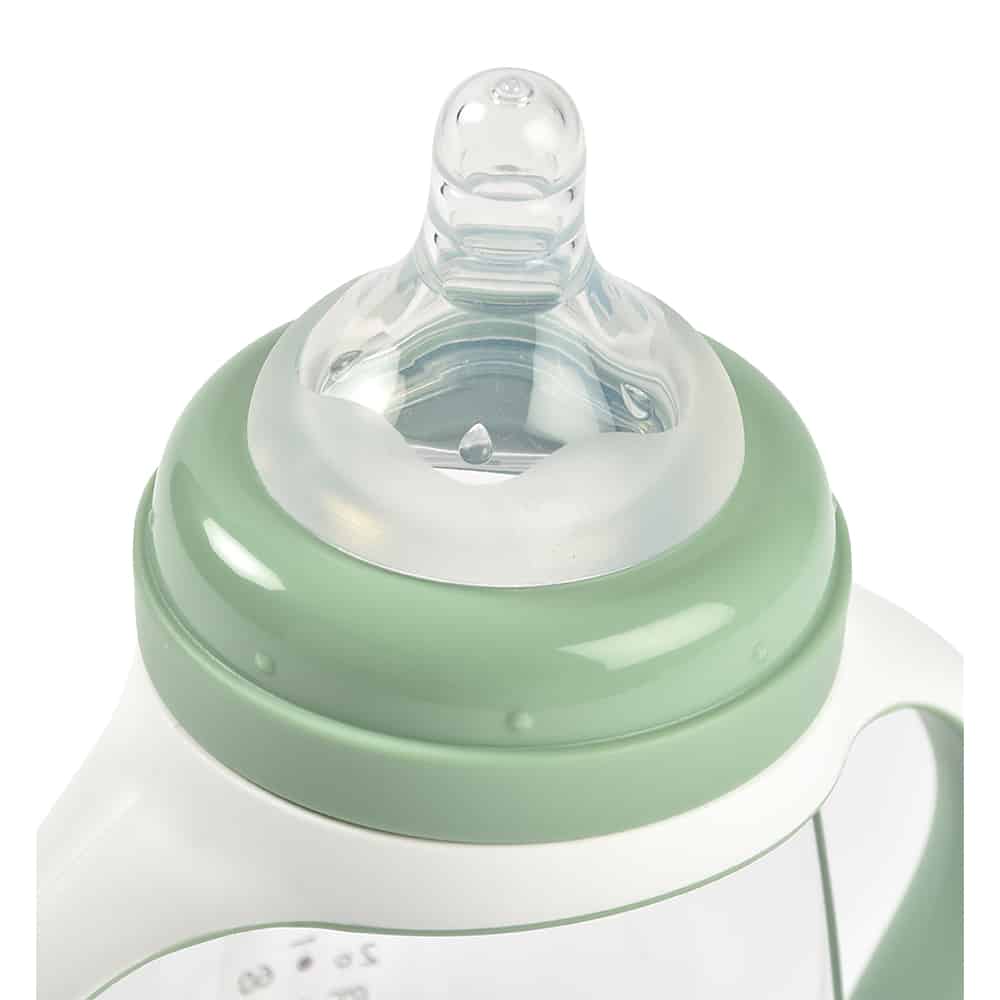 2-in-1 bottle to sippy training cup sage nipple close up