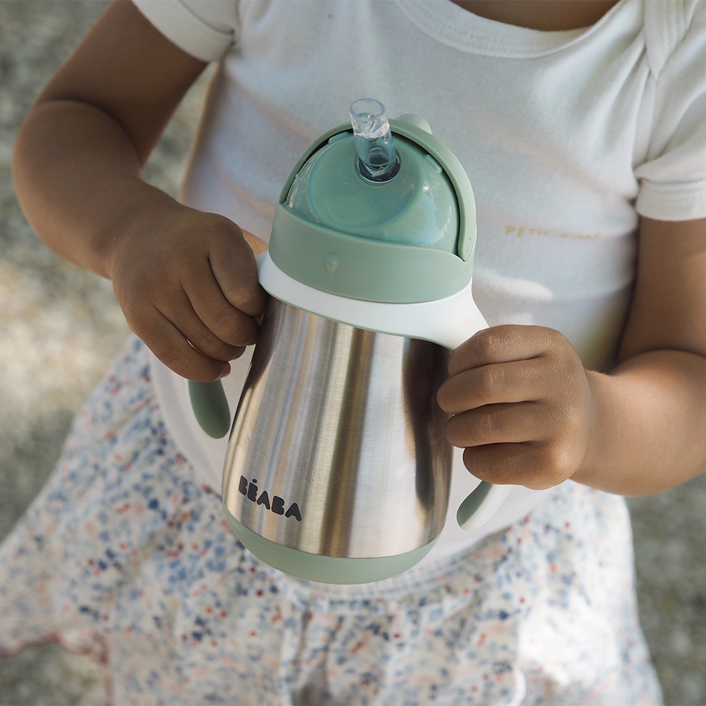 Child holding from Beaba Stainless Steel Straw Cup