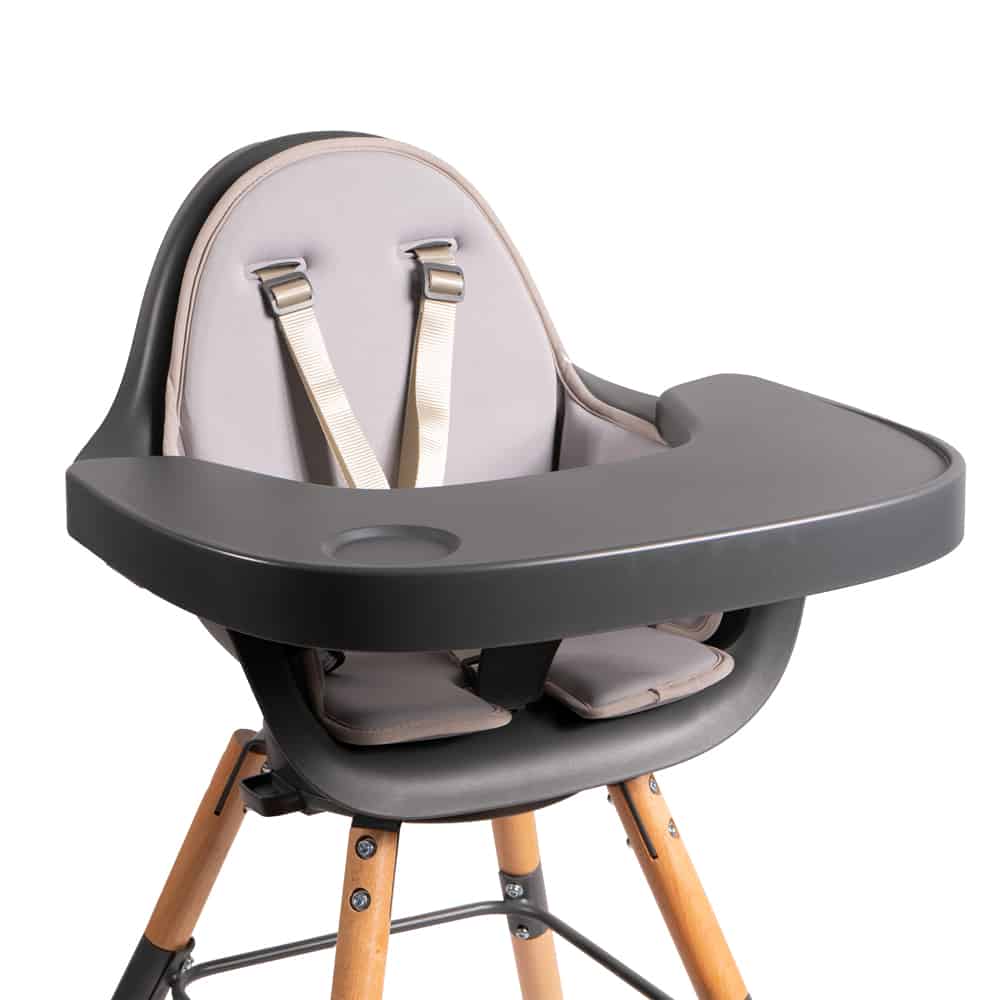 Childhome Evolu High Chair Cushion in Light Grey on the Anthracite High Chair