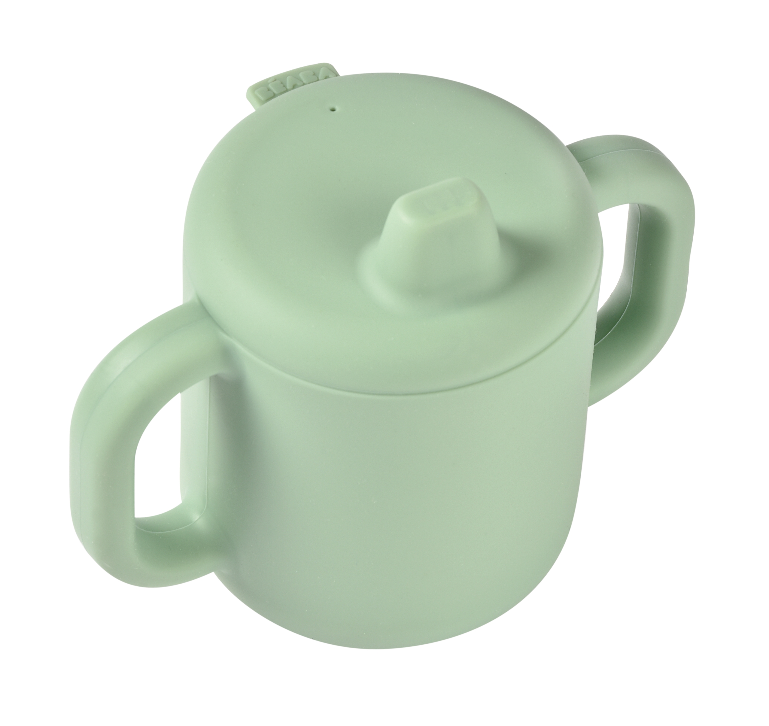 silicone training cup in sage overhead