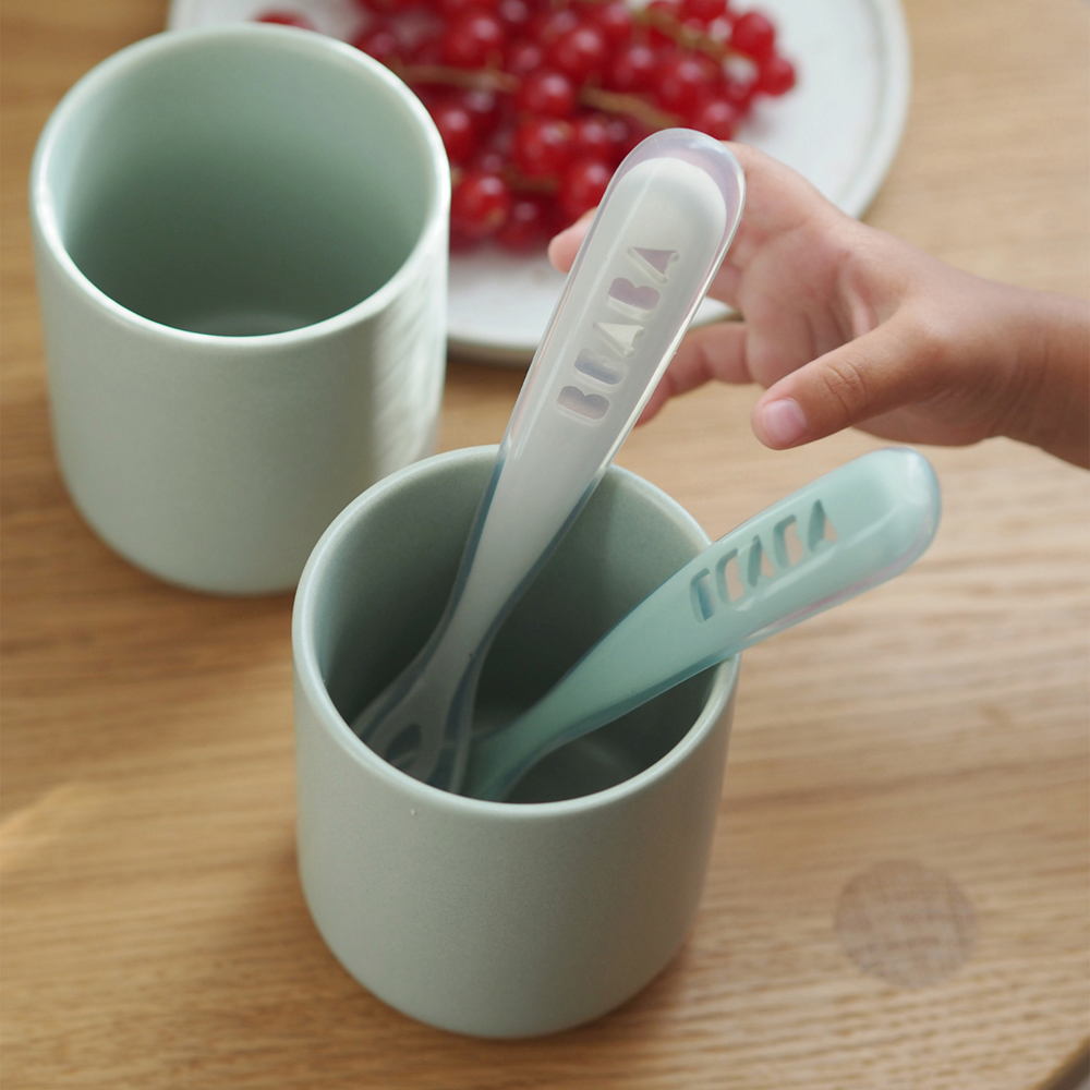 first foods silicone travel spoon set cloud sage