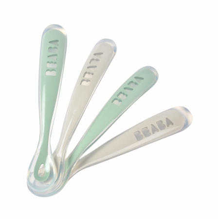 beaba babys first foods silicone spoon set of 4 sage