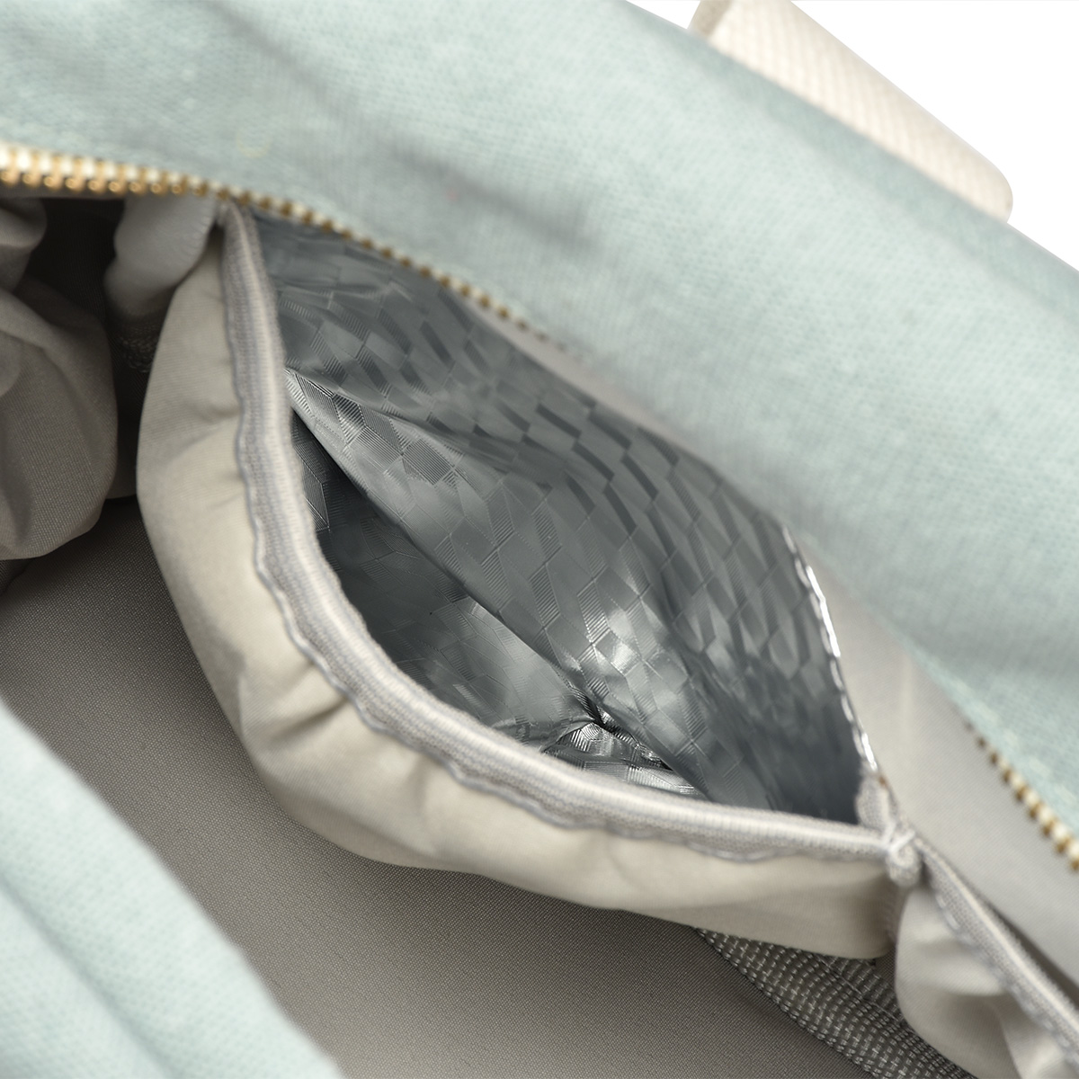 insulated pocket inside paris diaper bag sage